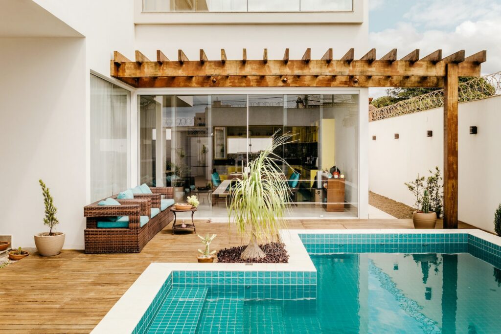 image of a pergola attached to a house