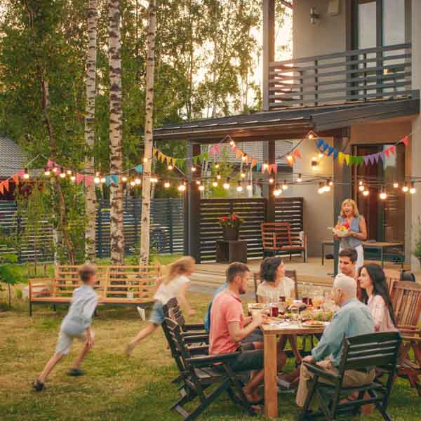 Family enjoying garden 