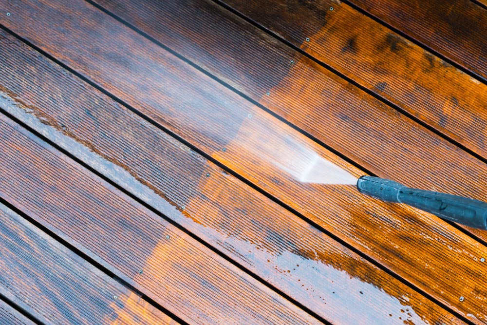 Pressure washing decking