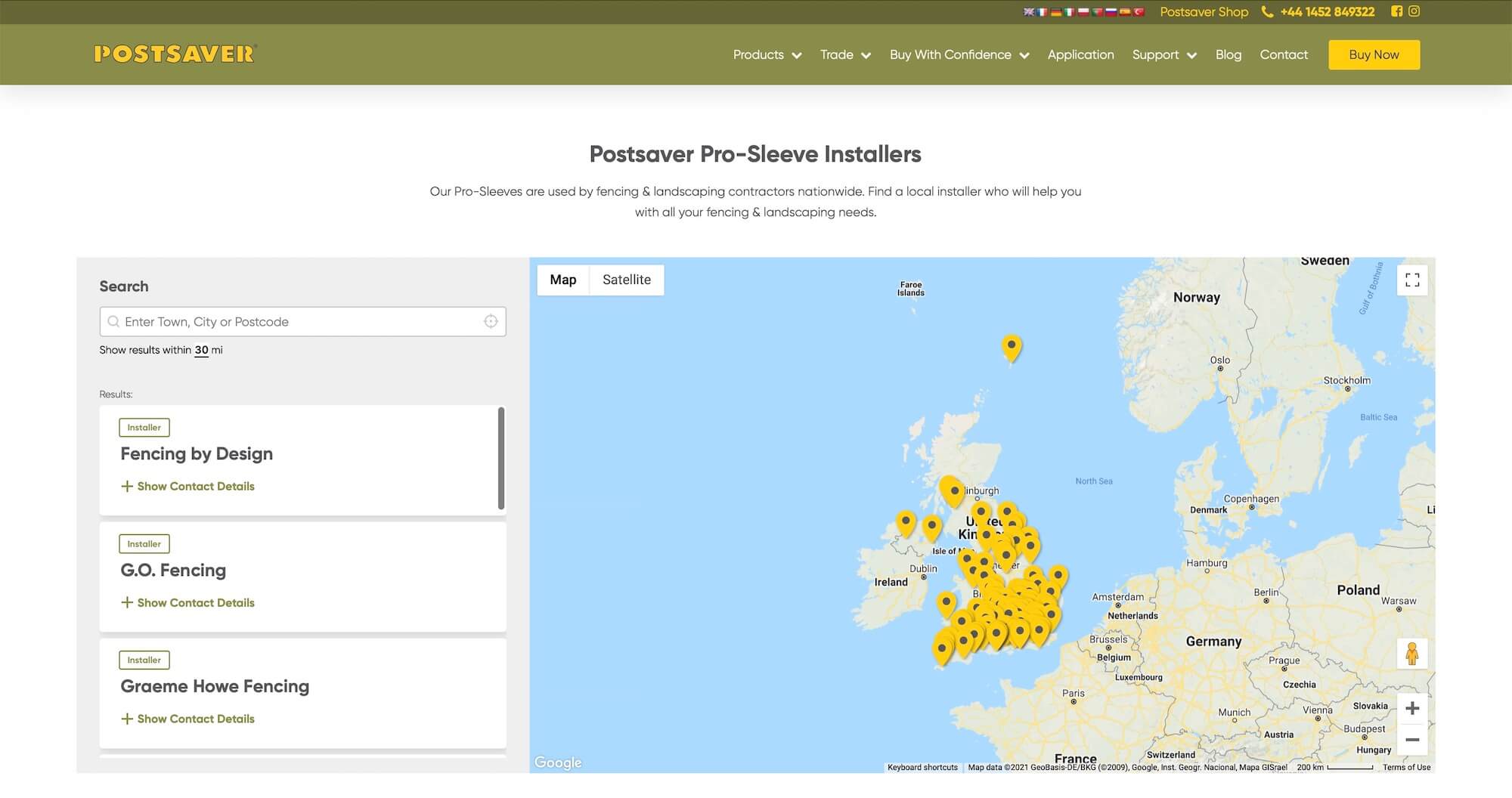 Postsaver Installers Map