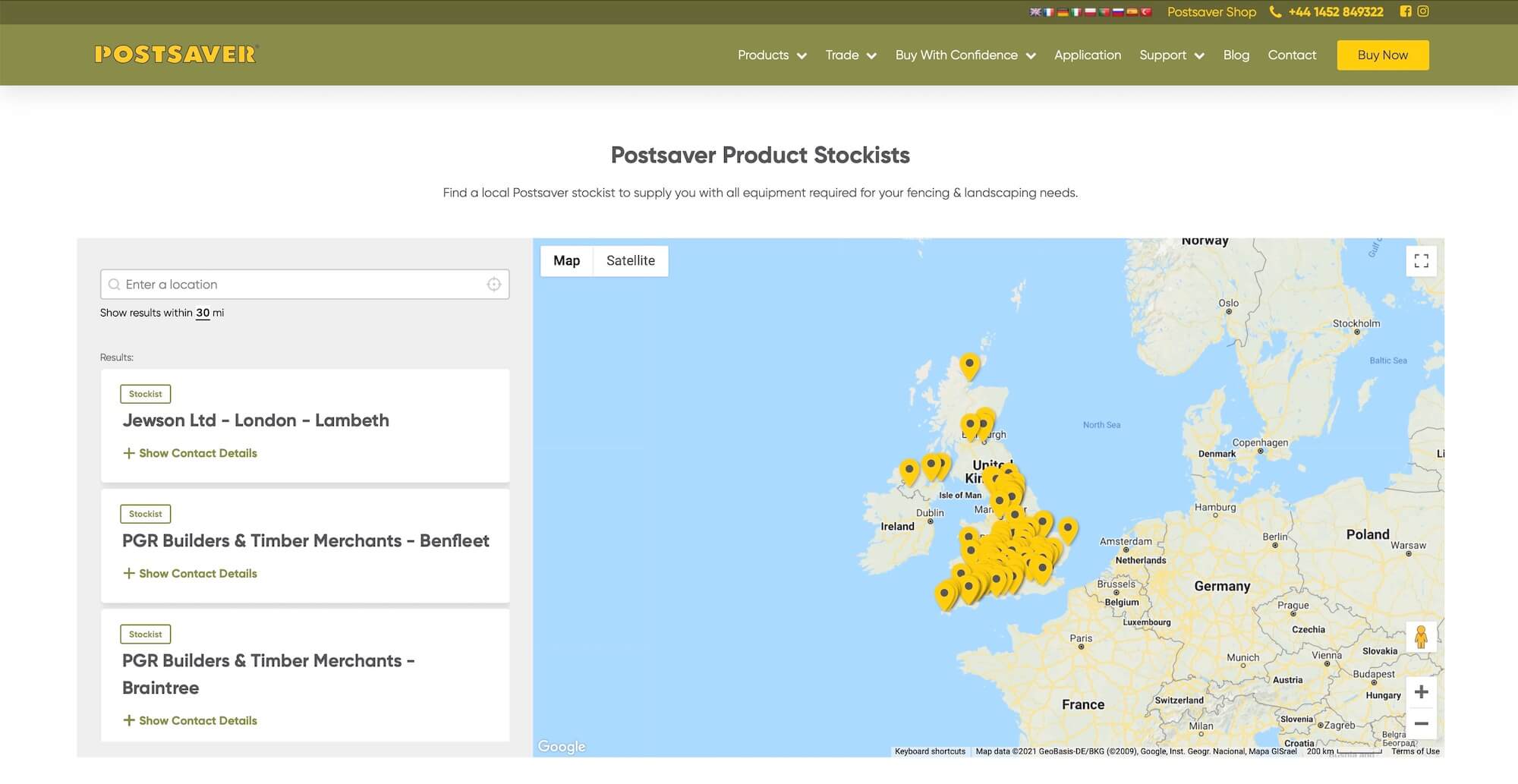 Postsaver Stockists Map